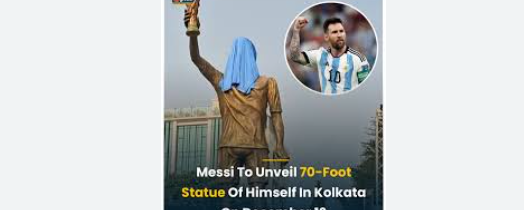 Lionel Messi as he inaugurates a 70-foot tall statue in Kolkata